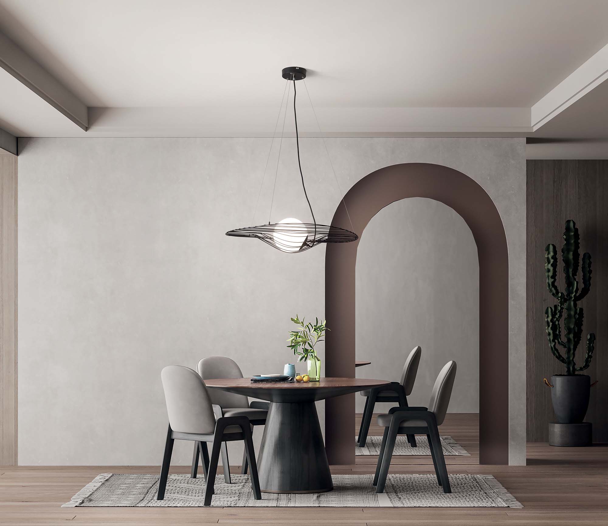 Lampadario a led moderno design nero con cerchi per soggiorno FB-0023